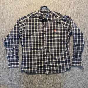 U.S. Polo Assn. Long Sleeve Plaid Button Down Shirt Blue/White/Green Men Medium